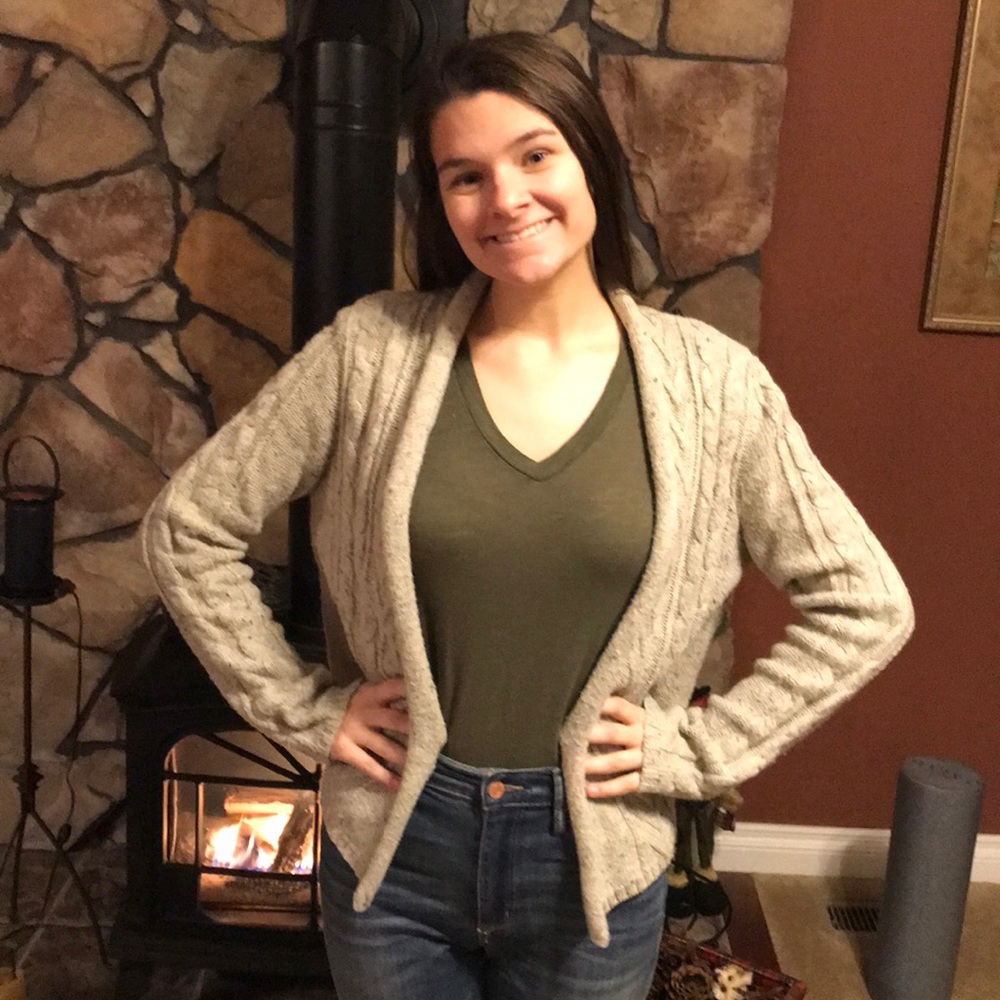 Gray and black speckled cardigan